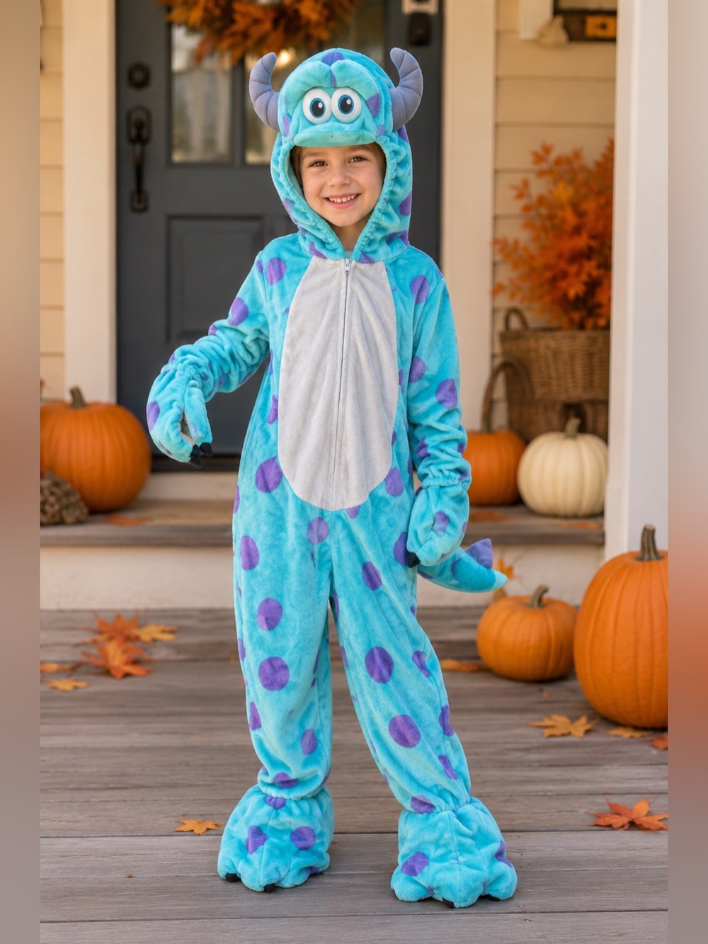 Disney Pixar Monsters Inc Sulley Jumpsuit Plush Halloween Costume Kids 4T-5T - Picture 6 of 7